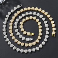Casual Classic Style Heart Shape Alloy Plating Inlay Rhinestones 18K Gold Plated Men's Bracelets Necklace main image 1