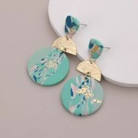 1 Pair Chinoiserie Classic Style Geometric Arylic Zinc Alloy 14K Gold Plated Drop Earrings sku image 2