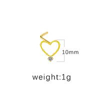 1 Piece Nose Rings & Studs Simple Style Classic Style Heart Shape Butterfly Stainless Steel Titanium Steel Copper Plating Inlay Rhinestones Zircon Gold Plated Nose Rings & Studs sku image 8