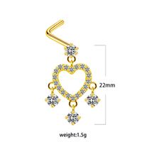 1 Piece Nose Rings & Studs Simple Style Classic Style Heart Shape Butterfly Stainless Steel Titanium Steel Copper Plating Inlay Rhinestones Zircon Gold Plated Nose Rings & Studs sku image 10