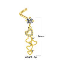 1 Piece Nose Rings & Studs Simple Style Classic Style Heart Shape Butterfly Stainless Steel Titanium Steel Copper Plating Inlay Rhinestones Zircon Gold Plated Nose Rings & Studs sku image 11