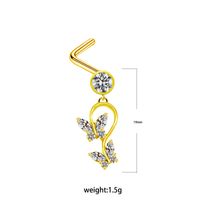1 Piece Nose Rings & Studs Simple Style Classic Style Heart Shape Butterfly Stainless Steel Titanium Steel Copper Plating Inlay Rhinestones Zircon Gold Plated Nose Rings & Studs sku image 12