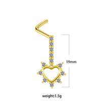 1 Piece Nose Rings & Studs Simple Style Classic Style Heart Shape Butterfly Stainless Steel Titanium Steel Copper Plating Inlay Rhinestones Zircon Gold Plated Nose Rings & Studs sku image 13