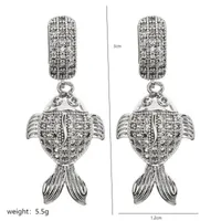 1 Pair Nordic Style Streetwear Fish Plating Inlay Copper Zircon 18K Gold Plated Drop Earrings main image 2