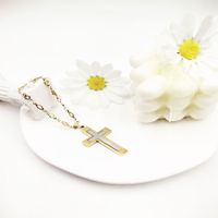 304 Stainless Steel Simple Style Classic Style Cross Pendant Necklace main image 3