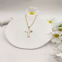 304 Stainless Steel Simple Style Classic Style Cross Pendant Necklace main image 4