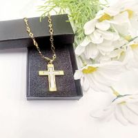 304 Stainless Steel Simple Style Classic Style Cross Pendant Necklace main image 5