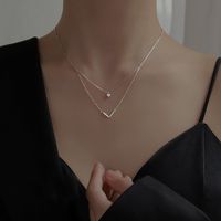 Sterling Silver White Gold Plated Simple Style Classic Style Plating Inlay Solid Color Zircon Pendant Necklace main image 1