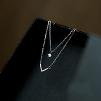 Sterling Silver White Gold Plated Simple Style Classic Style Plating Inlay Solid Color Zircon Pendant Necklace sku image 1