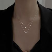 Sterling Silver White Gold Plated Simple Style Classic Style Plating Inlay Solid Color Zircon Pendant Necklace main image 4