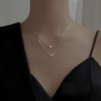 Sterling Silver White Gold Plated Simple Style Classic Style Plating Inlay Solid Color Zircon Pendant Necklace main image 3