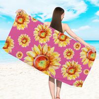 Retro Letter Stripe Flower Beach Towels sku image 2