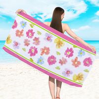 Retro Letter Stripe Flower Beach Towels sku image 7