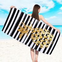 Retro Letter Stripe Flower Beach Towels sku image 1