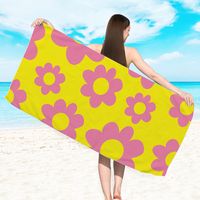 Retro Letter Stripe Flower Beach Towels sku image 8
