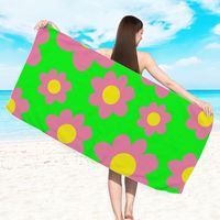 Retro Letter Stripe Flower Beach Towels sku image 9