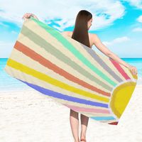 Retro Letter Stripe Flower Beach Towels sku image 15
