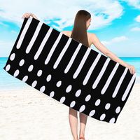 Retro Letter Stripe Flower Beach Towels sku image 14