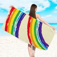 Retro Letter Stripe Flower Beach Towels sku image 22
