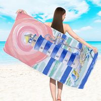 Retro Letter Stripe Flower Beach Towels sku image 30