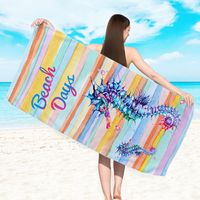 Retro Letter Stripe Flower Beach Towels sku image 32