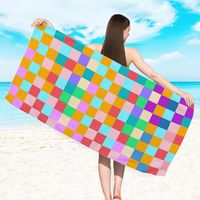 Retro Letter Stripe Flower Beach Towels sku image 35