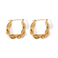 1 Pair IG Style Elegant Modern Style Waves 304 Stainless Steel 18K Gold Plated Hoop Earrings main image 4