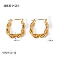 1 Pair IG Style Elegant Modern Style Waves 304 Stainless Steel 18K Gold Plated Hoop Earrings sku image 1