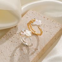 Vacation Butterfly Freshwater Pearl Copper 18K Gold Plated Silver Plated Open Rings In Bulk main image 1