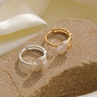 Vacation Butterfly Freshwater Pearl Copper 18K Gold Plated Silver Plated Open Rings In Bulk main image 3