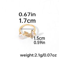 Vacation Butterfly Freshwater Pearl Shell Copper 18K Gold Plated Freshwater Pearl Shell Zircon Open Rings In Bulk sku image 2