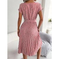 Women's Floral Dress Elegant Classic Style Round Neck Short Sleeve Ditsy Floral Midi Dress Casual Holiday main image 3