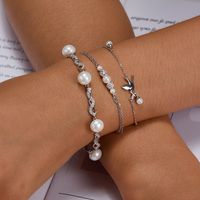 Sterling Silver White Gold Plated Vacation Romantic Plating Inlay Bird Artificial Pearls Zircon Bracelets main image 7