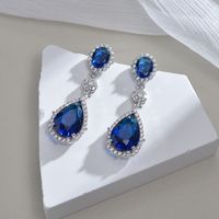 1 Pair Elegant Classic Style Streetwear Water Droplets Inlay Titanium Steel Zircon Drop Earrings main image 8