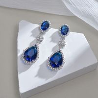 1 Pair Elegant Classic Style Streetwear Water Droplets Inlay Titanium Steel Zircon Drop Earrings sku image 1