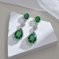 1 Pair Elegant Classic Style Streetwear Water Droplets Inlay Titanium Steel Zircon Drop Earrings main image 3