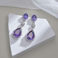 1 Pair Elegant Classic Style Streetwear Water Droplets Inlay Titanium Steel Zircon Drop Earrings main image 5