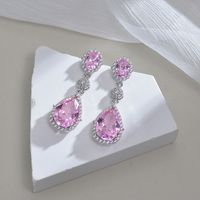 1 Pair Elegant Classic Style Streetwear Water Droplets Inlay Titanium Steel Zircon Drop Earrings sku image 3