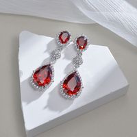 1 Pair Elegant Classic Style Streetwear Water Droplets Inlay Titanium Steel Zircon Drop Earrings sku image 5