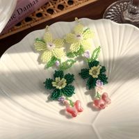 1 Pair Lady Modern Style Korean Style Flower Beaded Plastic Drop Earrings main image 5