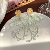 1 Pair Vacation Classic Style Korean Style Flower Beaded Plastic Drop Earrings main image 7