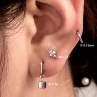 1 Piece IG Style French Style Simple Style Geometric Round Rhombus Inlay Copper Zircon Earrings Ear Studs main image 1
