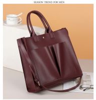 Women's Large Pu Leather Solid Color Vintage Style Classic Style Square Magnetic Buckle Handbag main image 2