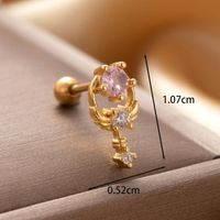 1 Piece IG Style French Style Simple Style Pistol Heart Shape Key Inlay Copper Zircon Ear Studs main image 2