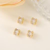 1 Piece 5*7mm 3.5MM Copper Zircon 18K Gold Plated Round Polished Beads Spacer Bars main image 1