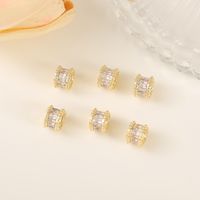 1 Piece 5*7mm 3.5MM Copper Zircon 18K Gold Plated Round Polished Beads Spacer Bars main image 5
