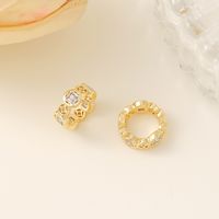1 Piece 3.5*10mm 7mm  Copper Zircon 18K Gold Plated Round Copper Coins Polished Beads Spacer Bars sku image 1