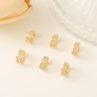 1 Piece 3.5*10mm 7mm  Copper Zircon 18K Gold Plated Round Copper Coins Polished Beads Spacer Bars main image 4