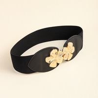 Simple Style Classic Style Solid Color Pu Leather Metal Button Artificial Leather Women's Leather Belts main image 3
