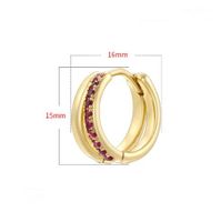 1 Pair Modern Style Shiny Double Ring Round Plating Inlay Copper Zircon 18K Gold Plated Earrings main image 2